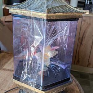 Vintage Fiber Optic Gold and Purple Flower Lamp